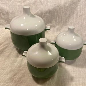 Rosenthal Plus Studio Line Germany-Green & White Casserole/Serving Bowls set/3